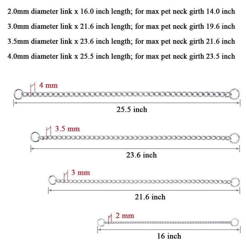 Mogoko Stainless Steel Dog Choke Chain Collar, Puppy Metal P Chain Slip Collar Pet Training Walking Choker(3.0mm;20.0 Inch) - Image 3